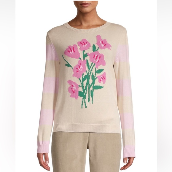 SOLD! NWT Weekend MaxMara Flora Cotton Sweater. Color: Beige/Pink. Spring - Picture 5 of 11